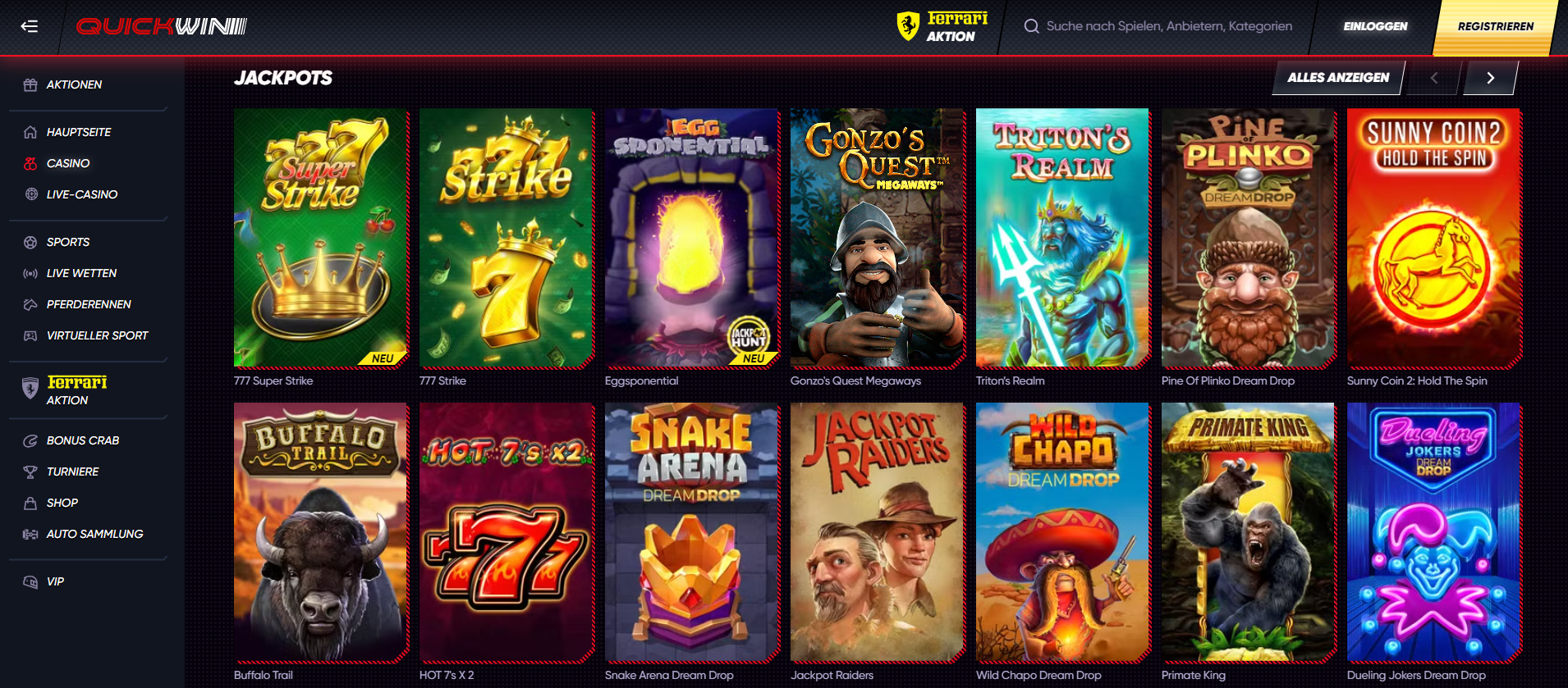 Quick Win – Jackpot-Spiele